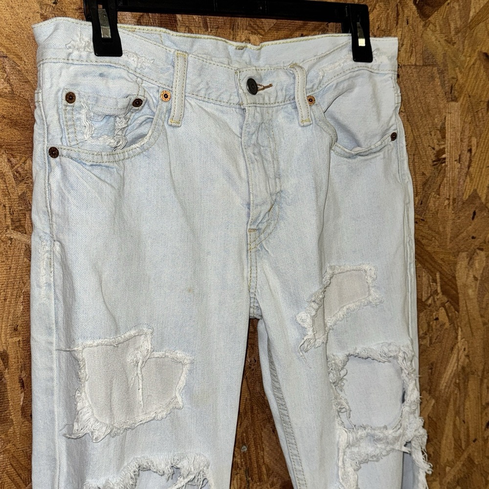 Levi's 511 Distressed Rip Denim Straight Leg Jeans‎ Hipster Grunge Trucker 30x32